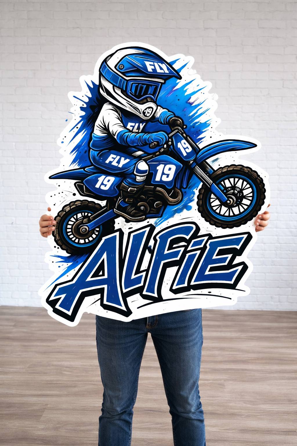 Custom Racing Rascal Foam Board Rider Cut-Out – Personalised Name & Number