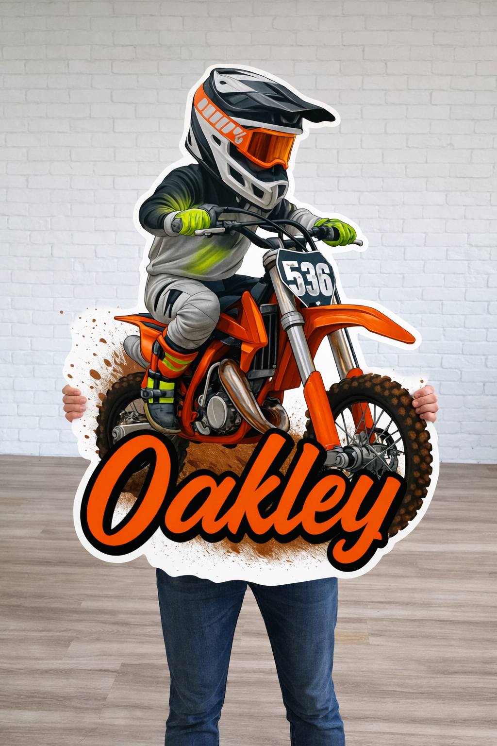 Custom Racing Rascal Foam Board Rider Cut-Out – Personalised Name & Number