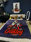Custom Kids Motocross Blanket – Personalised Racing Bedroom Throw (127 × 153cm)