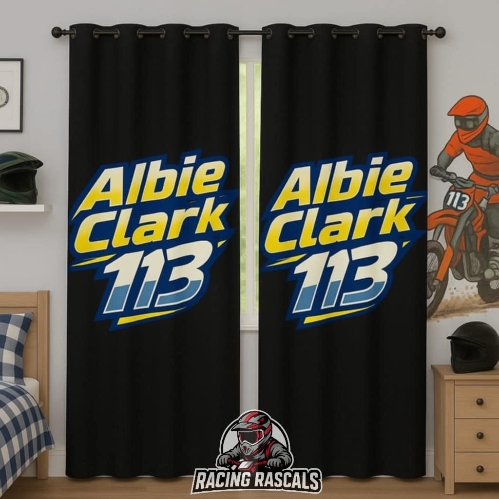 Custom Racing Bedroom Curtains – Personalised Name & Number