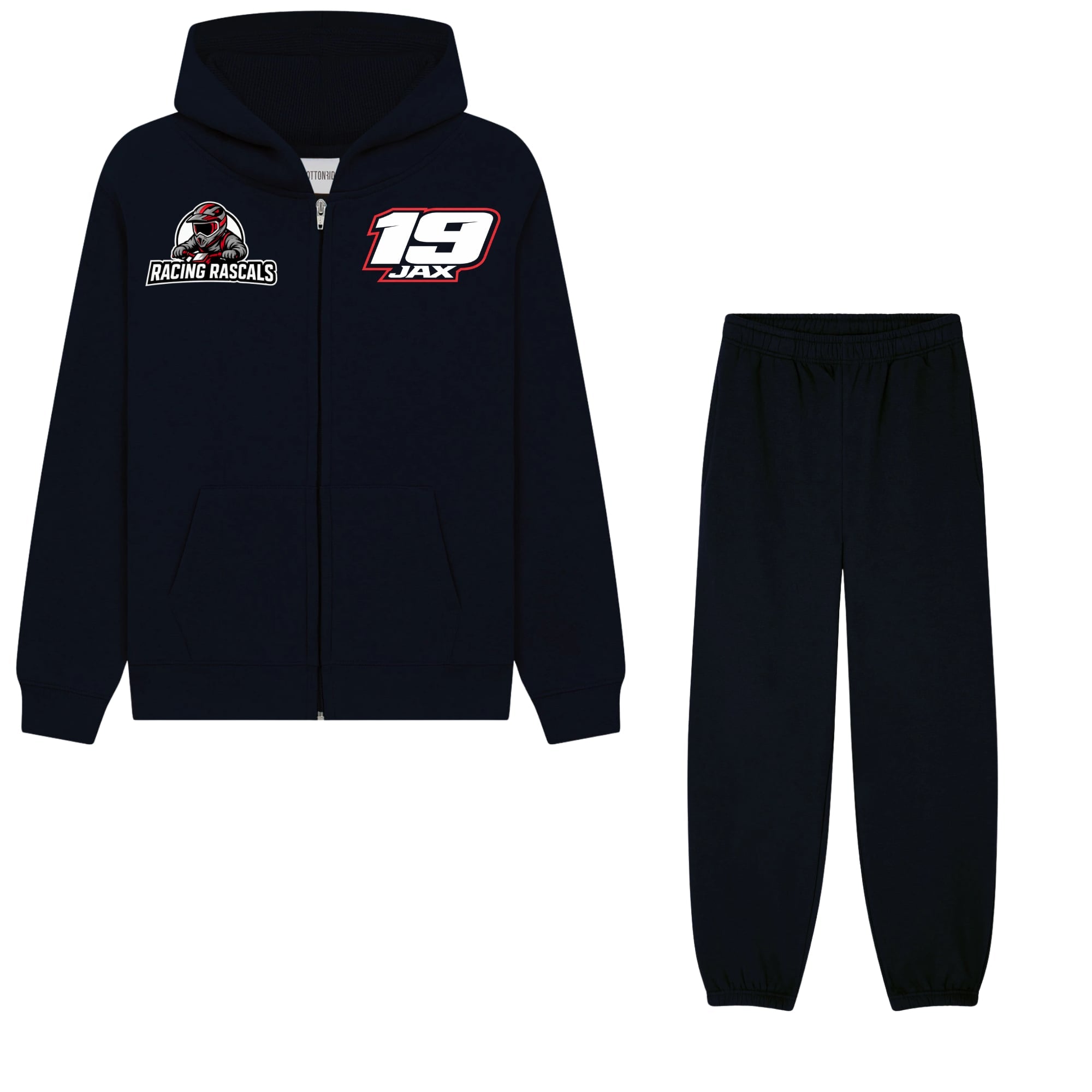 Custom Kids Cotton Tracksuit – Personalised Motorsport Full Zip Hoodie & Joggers.