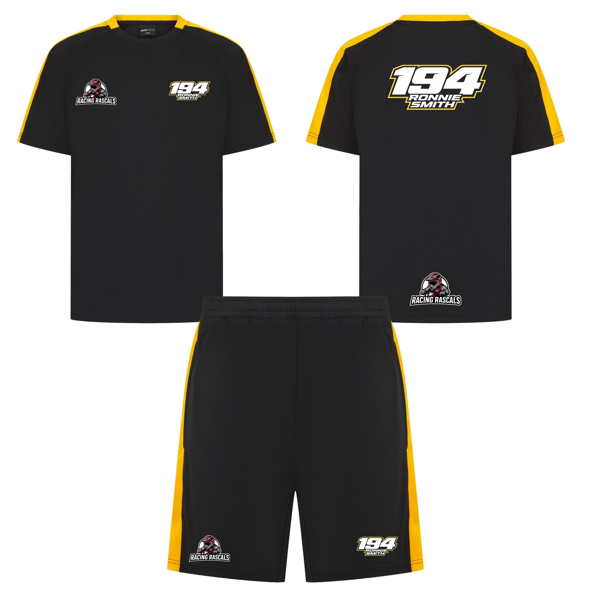 Custom Kids Racing T-Shirt & Shorts Set.