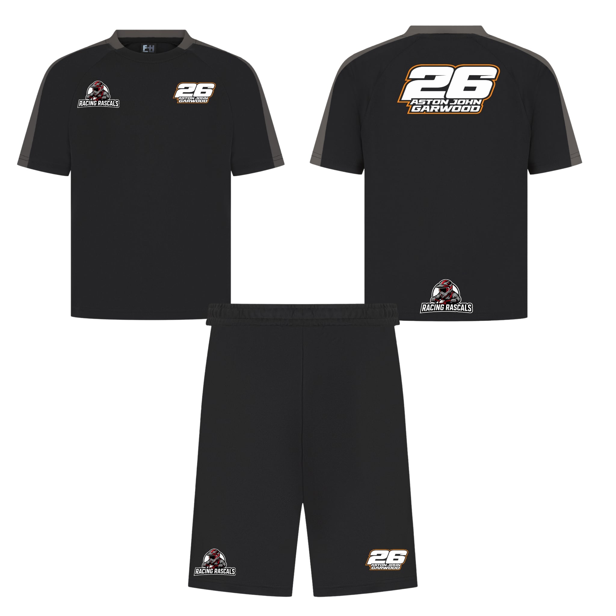 Custom Kids Racing T-Shirt & Shorts Set.