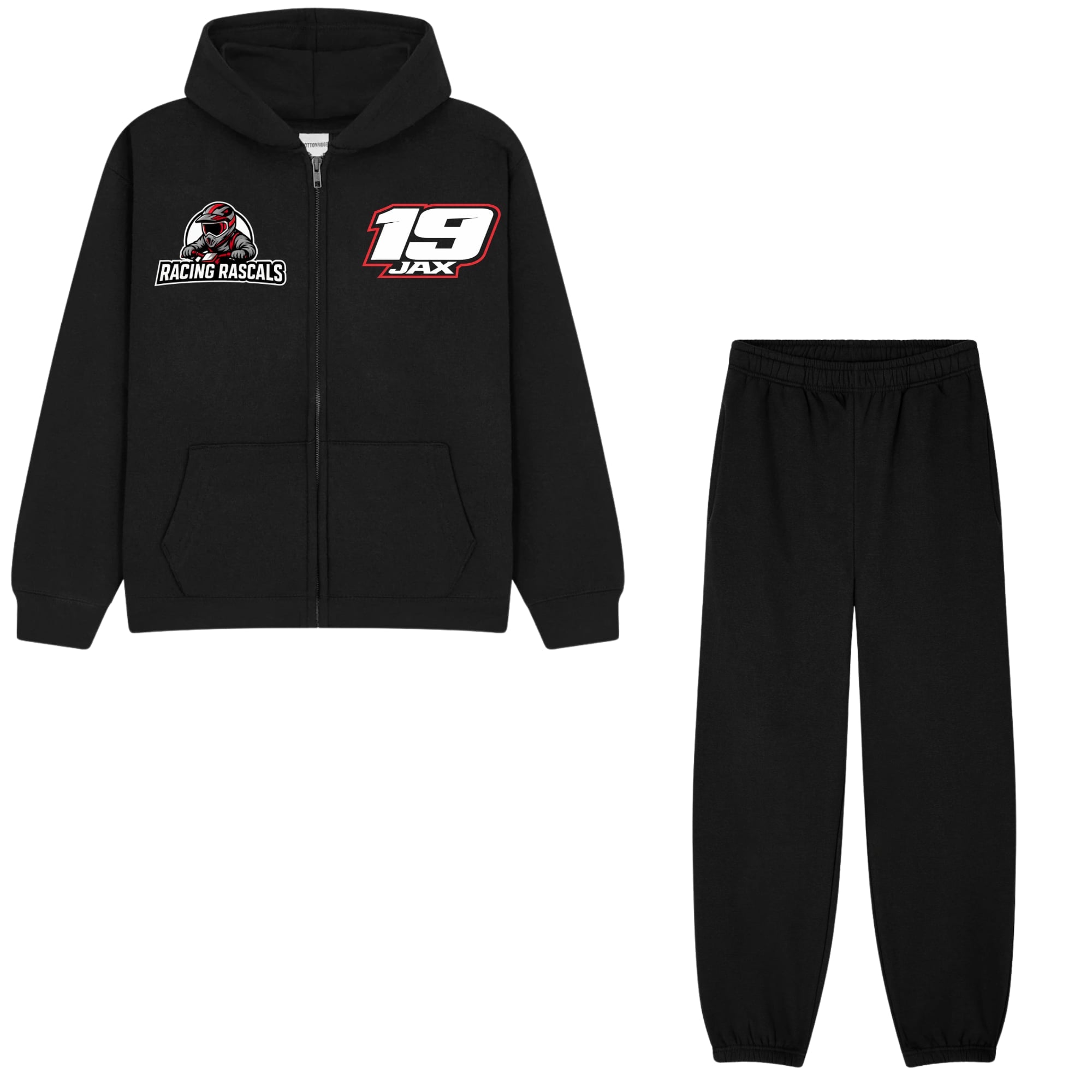 Custom Kids Cotton Tracksuit – Personalised Motorsport Full Zip Hoodie & Joggers.