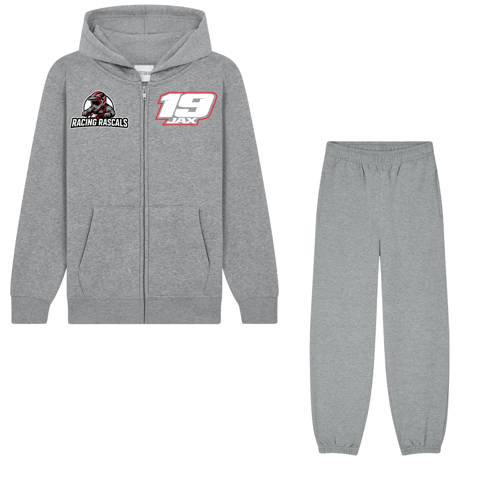 Custom Kids Cotton Tracksuit – Personalised Motorsport Full Zip Hoodie & Joggers.