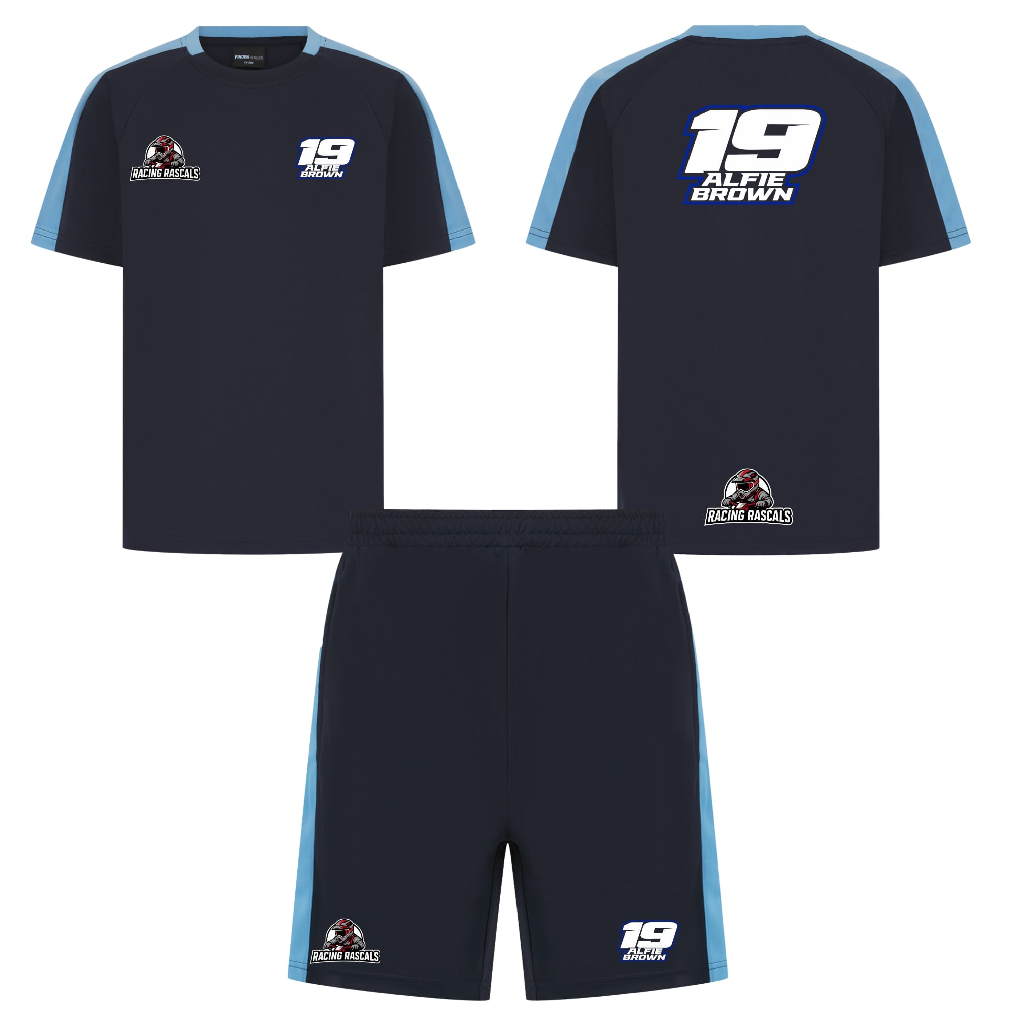Custom Kids Racing T-Shirt & Shorts Set.