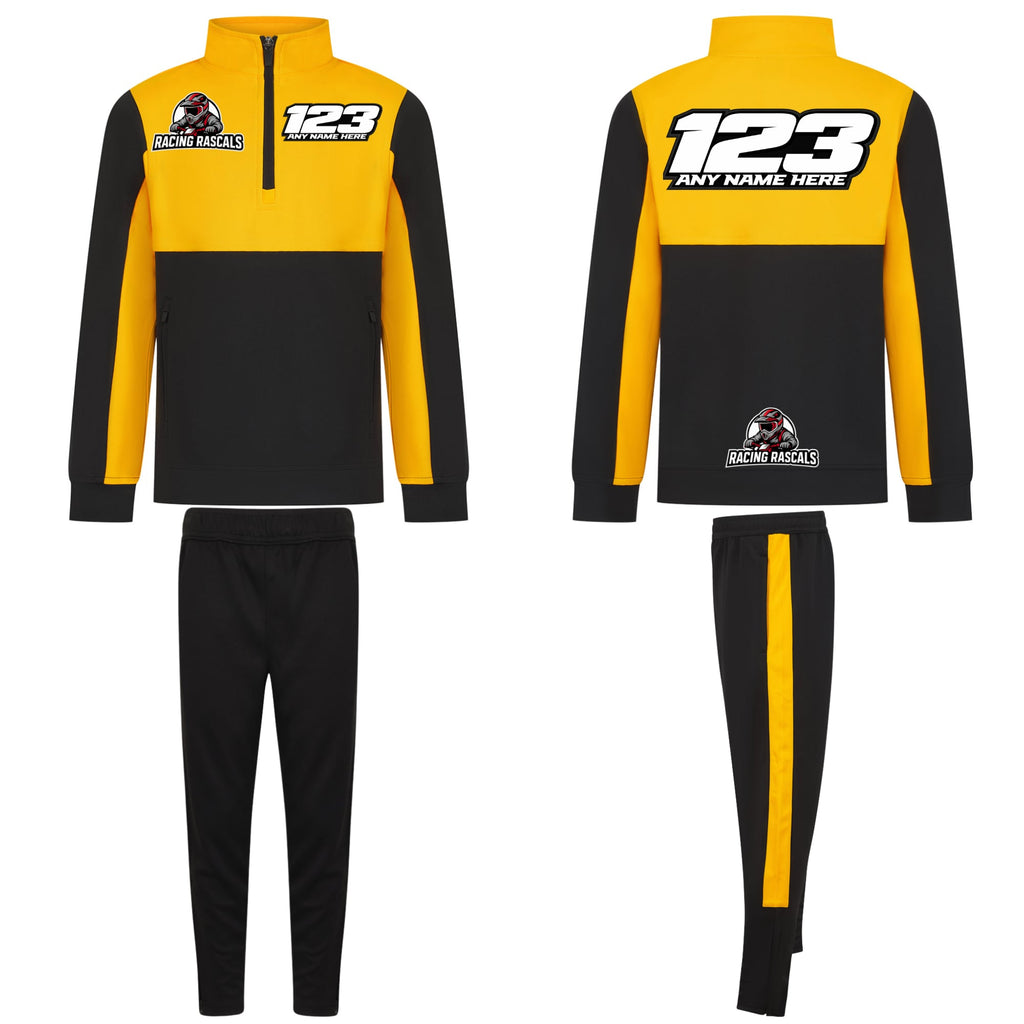 Custom Adults Sports Tracksuit – Personalised Motorsport Quarter Zip & Joggers.