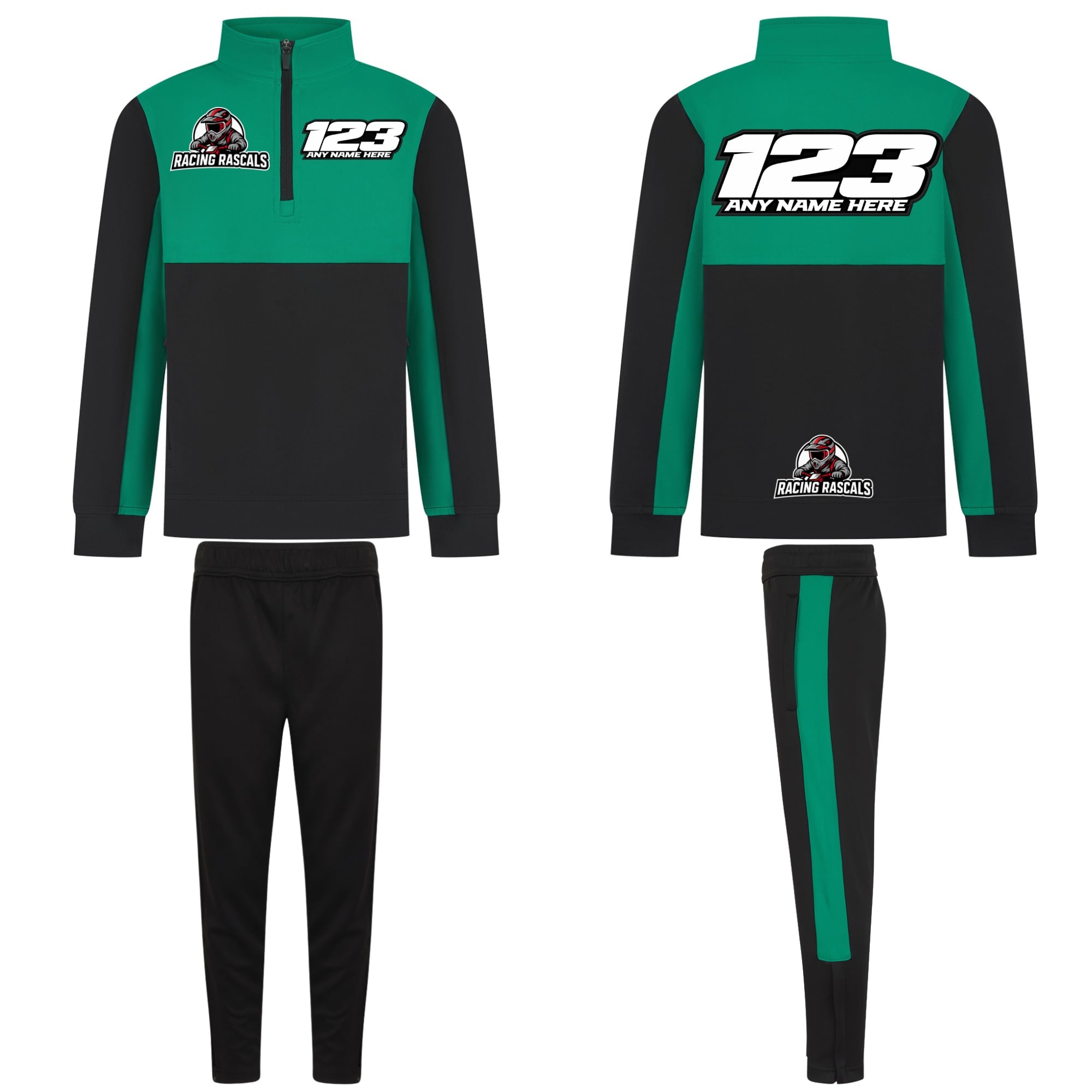 Custom Adults Sports Tracksuit – Personalised Motorsport Quarter Zip & Joggers.