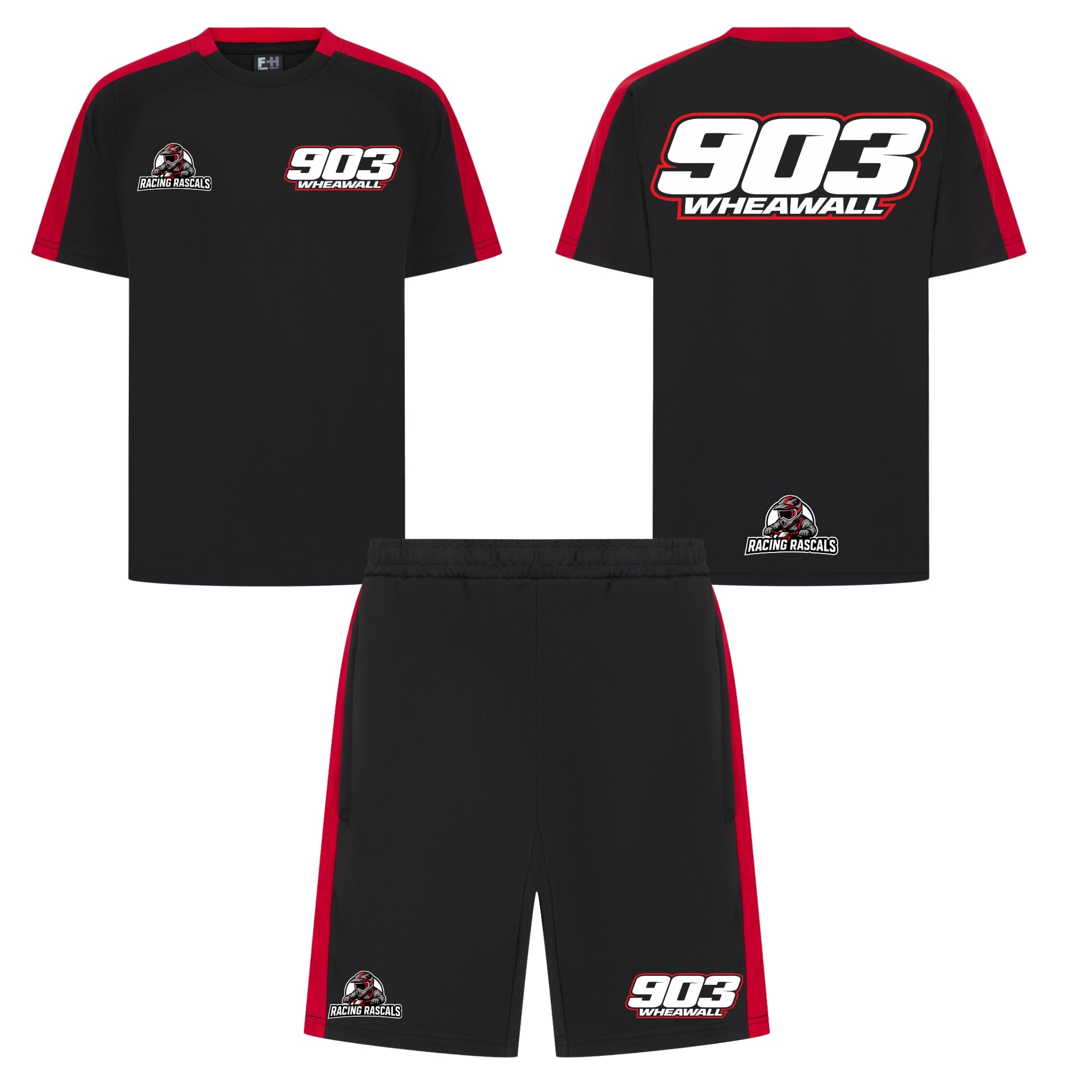 Custom Kids Racing T-Shirt & Shorts Set.