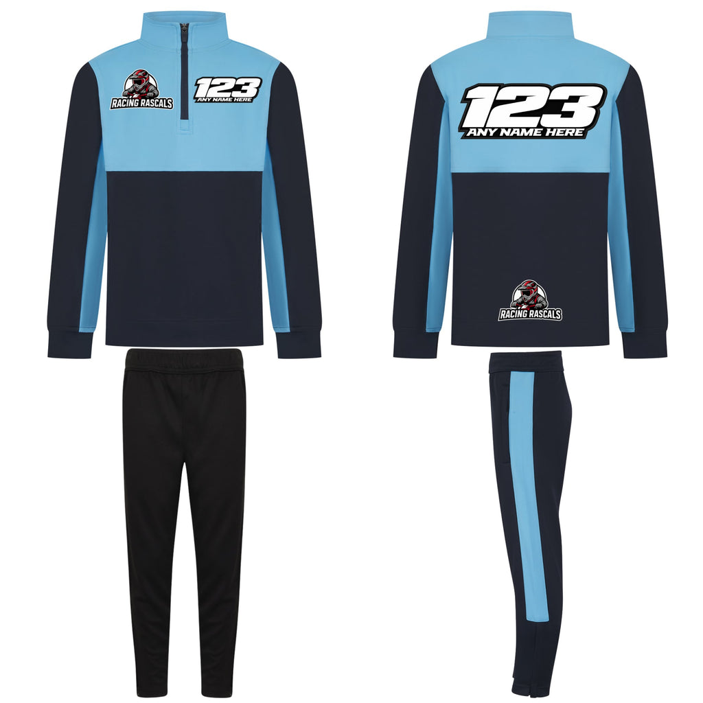 Custom Adults Sports Tracksuit – Personalised Motorsport Quarter Zip & Joggers.