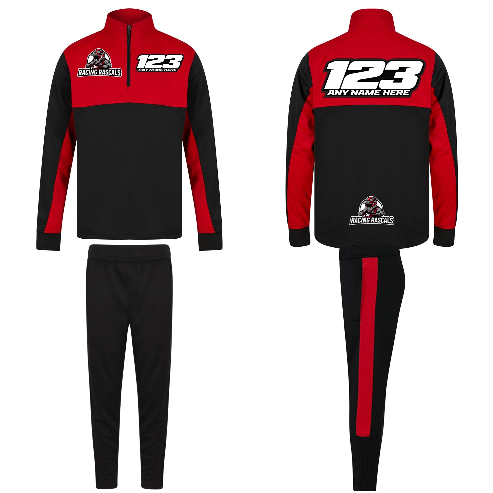 Custom Adults Sports Tracksuit – Personalised Motorsport Quarter Zip & Joggers.