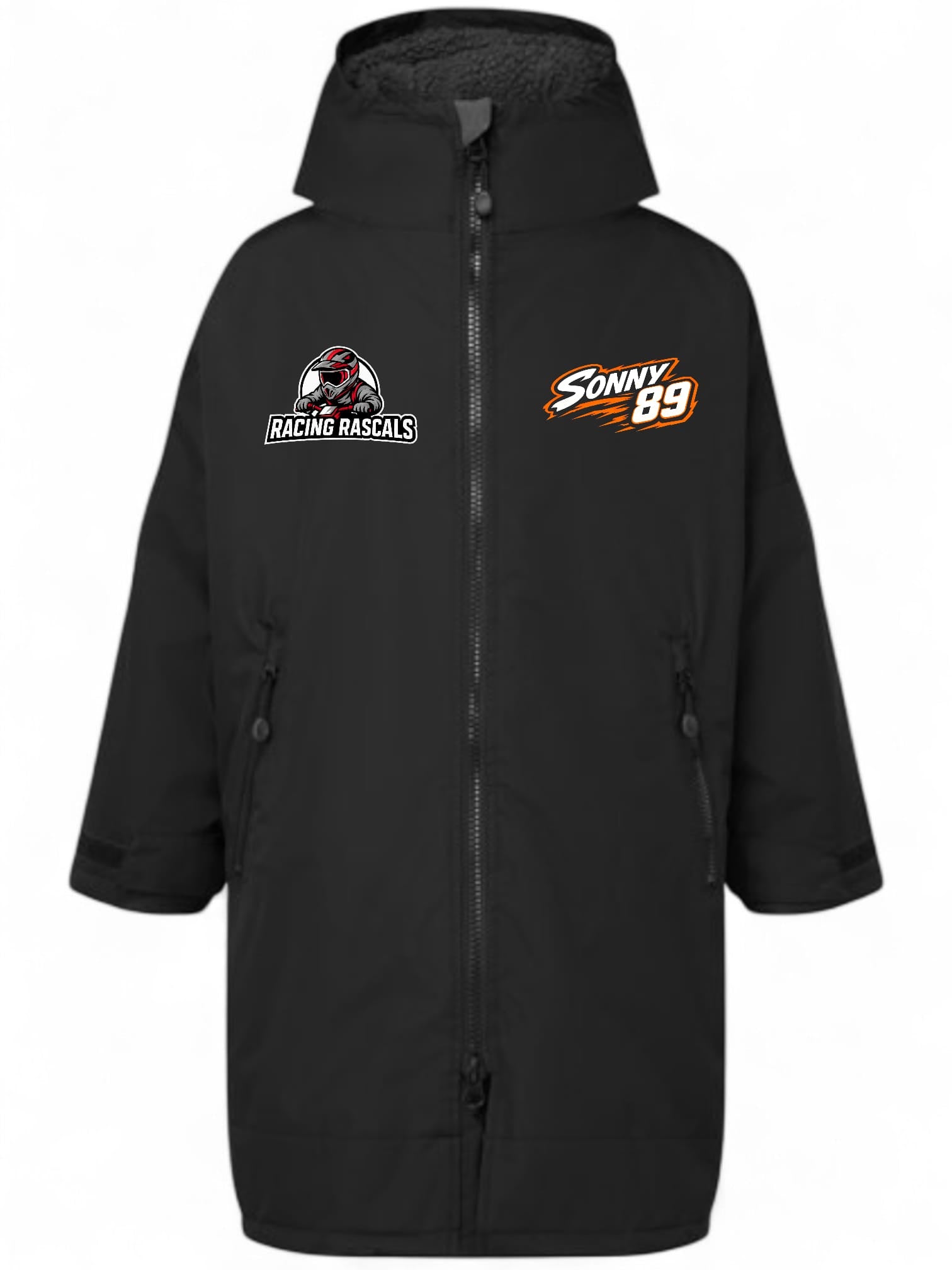 Personalised Kids Waterproof Changing Robe – Custom Racing Design