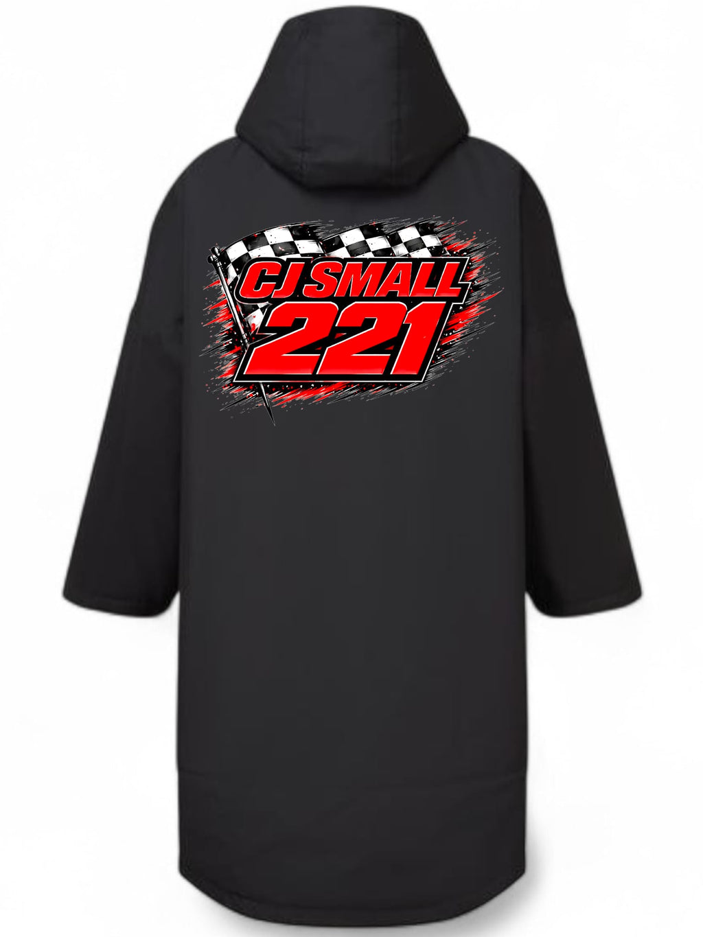 Personalised Kids Waterproof Changing Robe – Custom Racing Design.