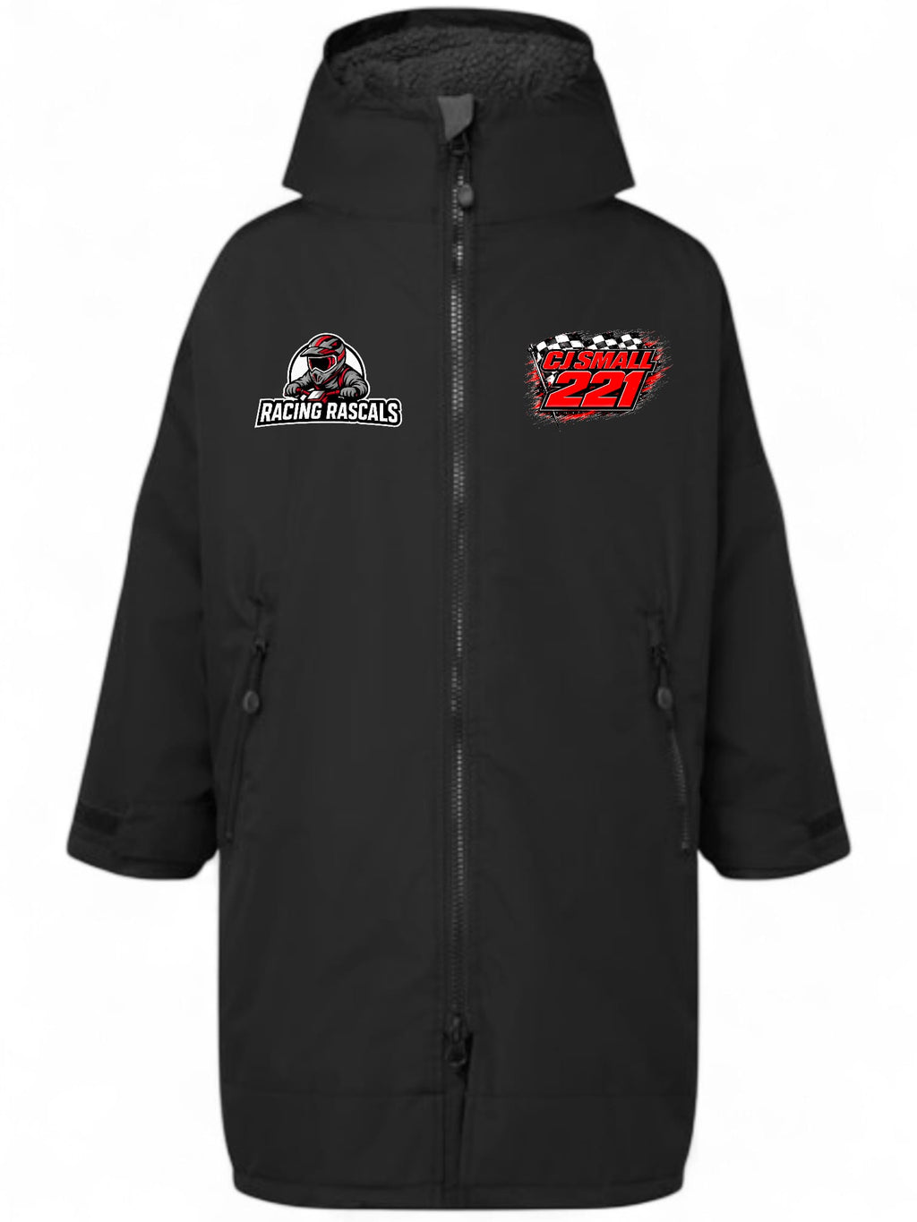 Personalised Kids Waterproof Changing Robe – Custom Racing Design.